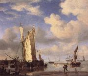 VELDE, Willem van de, the Younger Dutch Vessels Close Inshore at Low Tide,and Men Bathing china oil painting reproduction